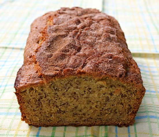 Banana Bread with a Cinnamon Sugar Topping