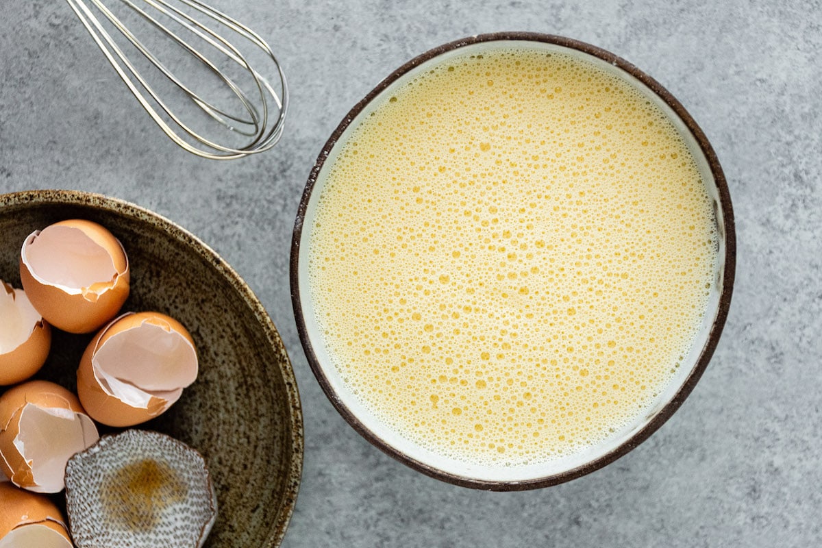 German pancake better in bowl with whisk. 