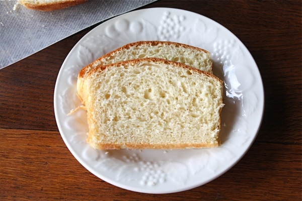 Slices of Homemade Brioche Bread on Plate