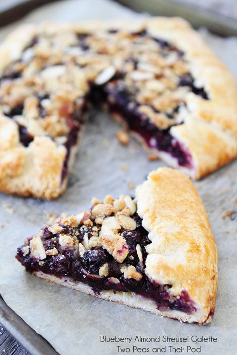 Blueberry Almond Streusel Galette on twopeasandtheirpod.com #recipe