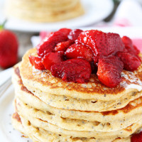 Lemon Chia Seed Pancake Recipe | Roasted Strawberry Recipe