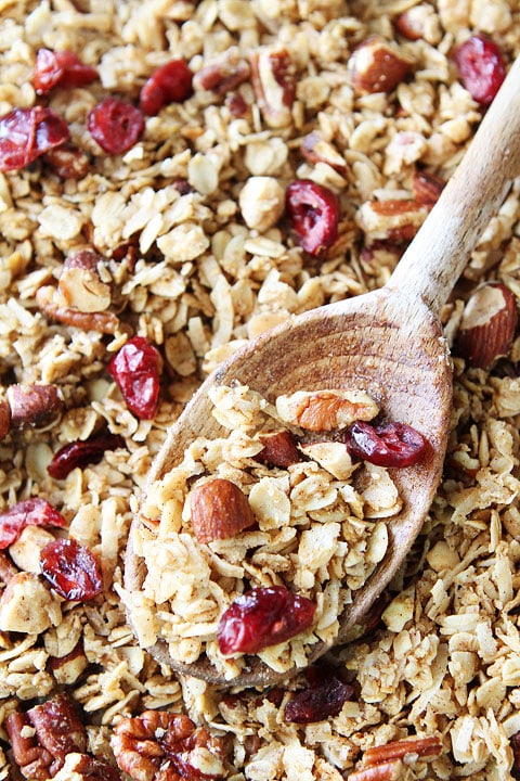 Brown Butter Maple Granola Recipe on twopeasandtheirpod.com. The BEST homemade granola recipe! #granola #recipe