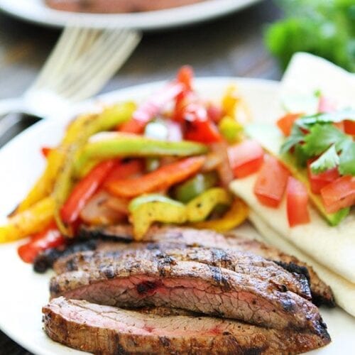 Grilled skirt steak top fajitas