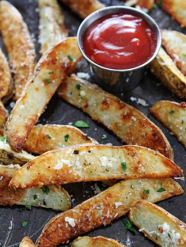 Easy Baked Garlic Parmesan Potato Wedges - Two Peas & Their Pod