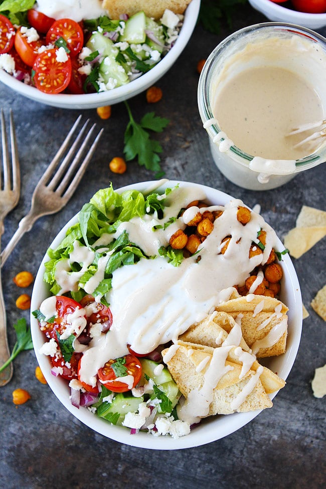 Your family will love these easy and healthy Chickpea Shawarma Bowls. They can be made in advance for on the go lunches or easy weeknight meals.