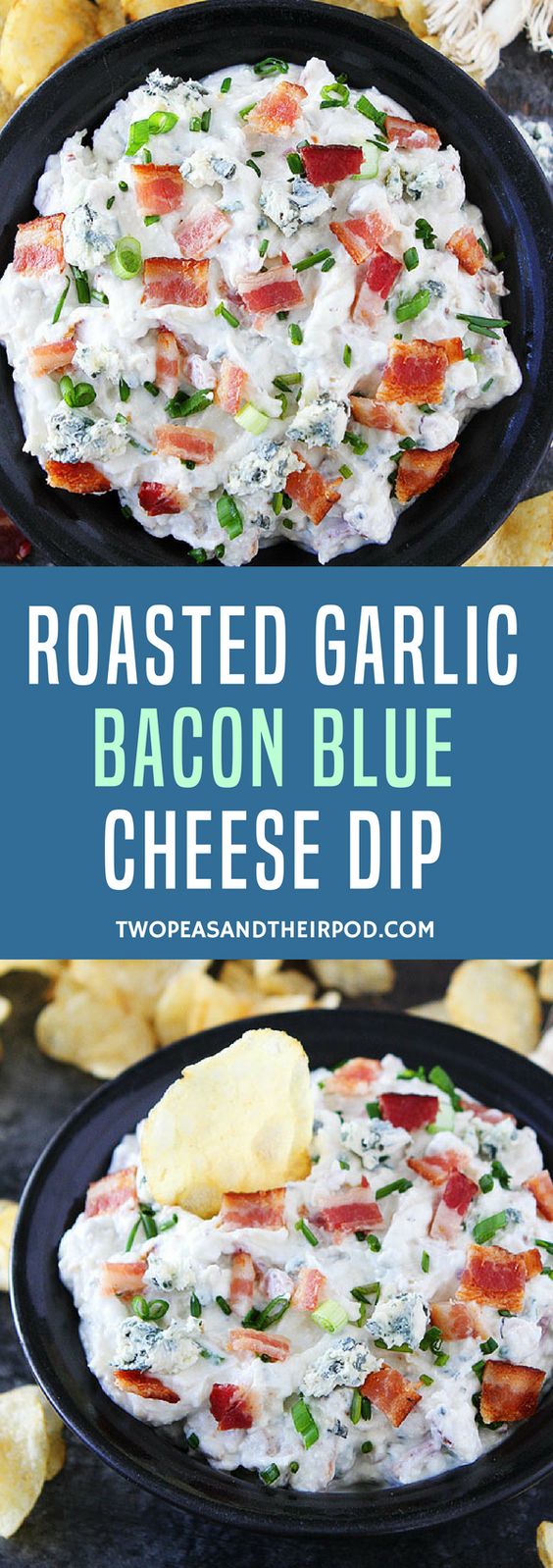 Roasted Garlic Bacon Blue Cheese Dip