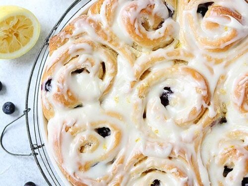 Sheet Pan Cherry-Lemon Cinnamon Roll Bake