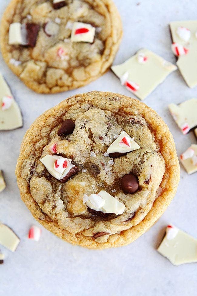 Peppermint Bark Chocolate Chip Cookies - Two Peas & Their Pod