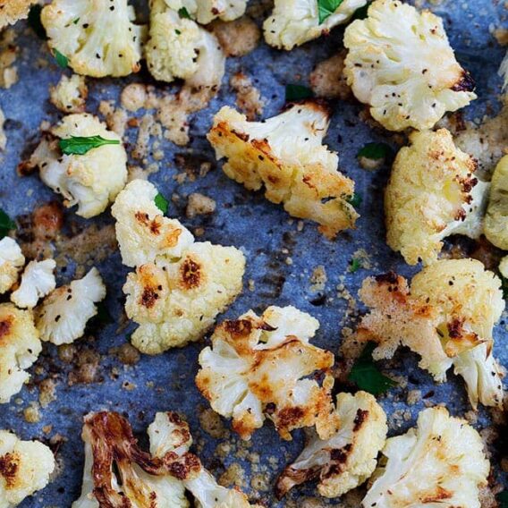 Parmesan Roasted Cauliflower {5-Ingredients} - Two Peas & Their Pod