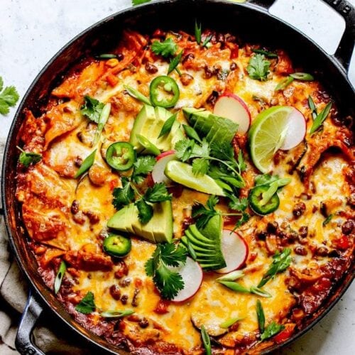 Skillet Vegetarian Enchiladas - Two Peas & Their Pod