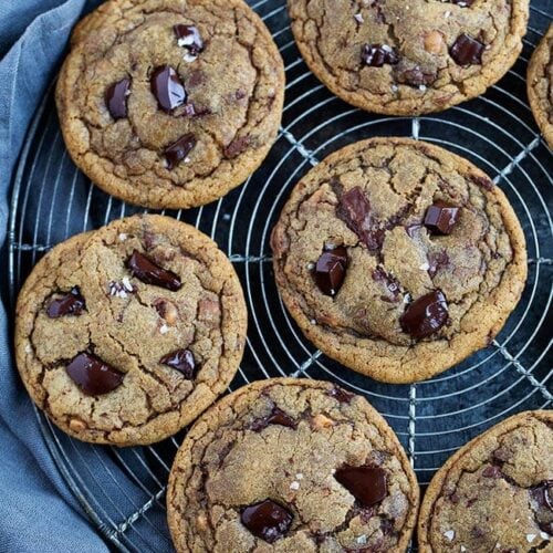 Cast Iron Skillet Chocolate Chip Cookies with Toffee