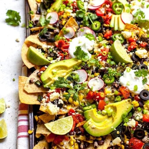 Charred Corn & Poblano Black Bean Nachos - Two Peas & Their Pod