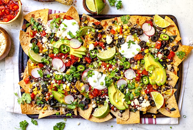 Charred Corn & Poblano Black Bean Nachos - Two Peas & Their Pod