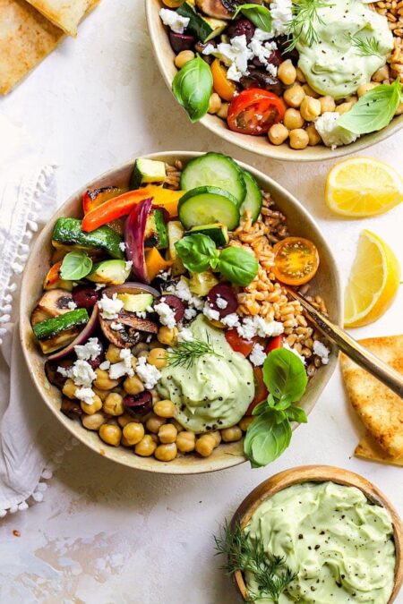 Greek Grilled Vegetable Bowls - Two Peas & Their Pod