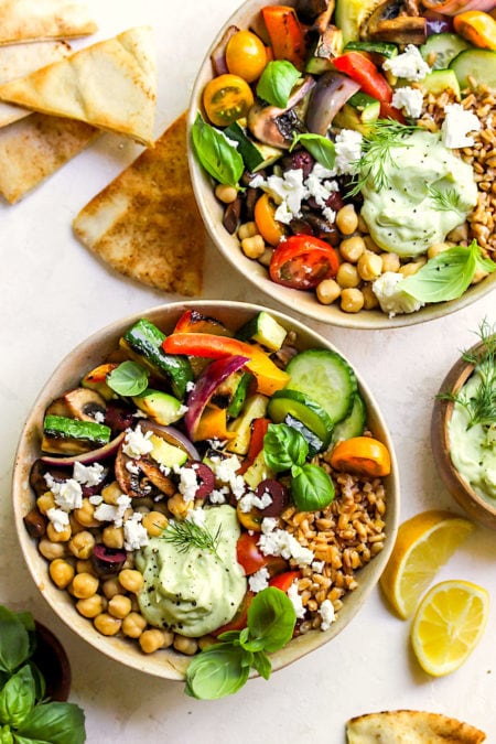 Greek Grilled Vegetable Bowls - Two Peas & Their Pod