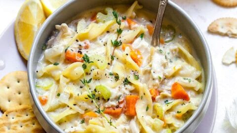 Creamy Chicken Noodle Soup - Herbs & Flour