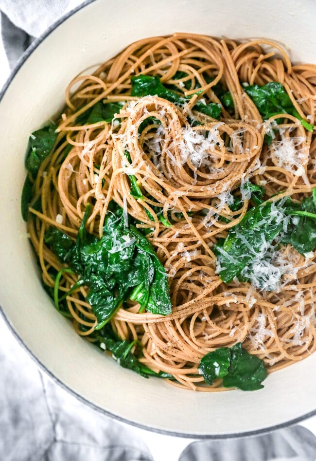 Spinach Parmesan Pasta Recipe {5-Ingredients}
