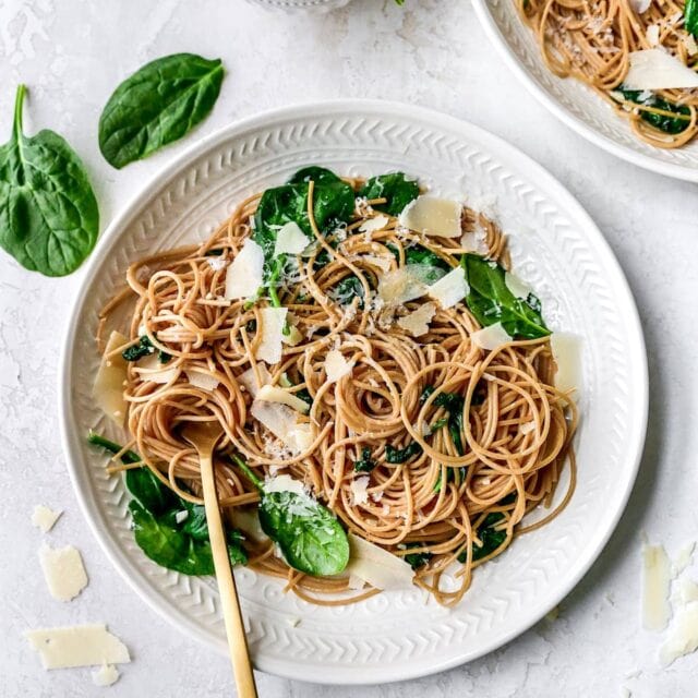 Spinach Parmesan Pasta Recipe {5-Ingredients}