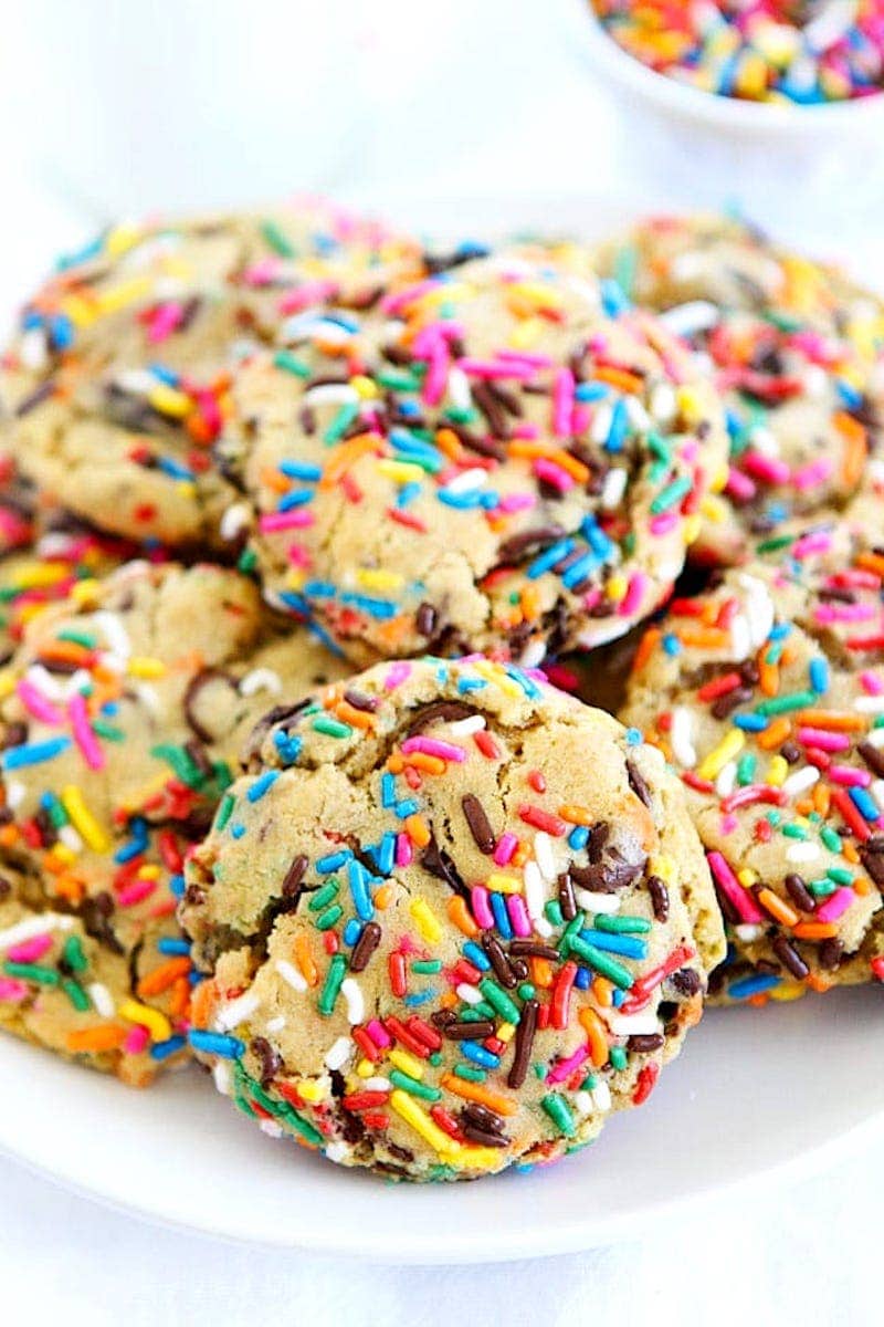 Sugar Cookies with Sprinkles and White Chocolate Chips