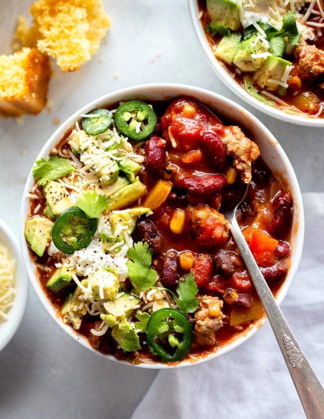 Slow Cooker Turkey Chili {Healthy} - Two Peas & Their Pod