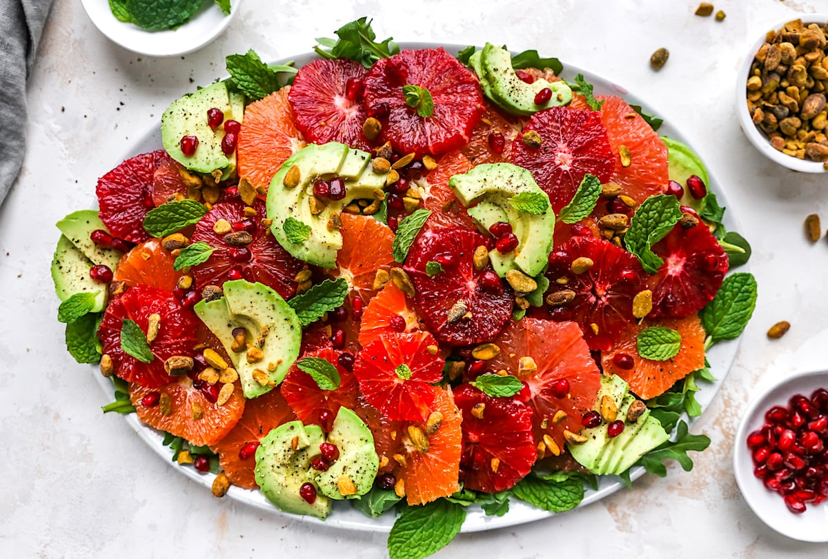 Strawberry and Orange Salad with Citrus Syrup & Fresh Mint