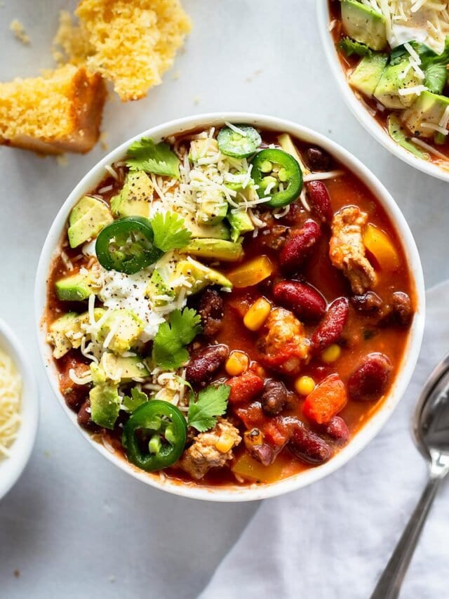 The Best Ever Slow Cooker Turkey Chili - Yummy Healthy Easy