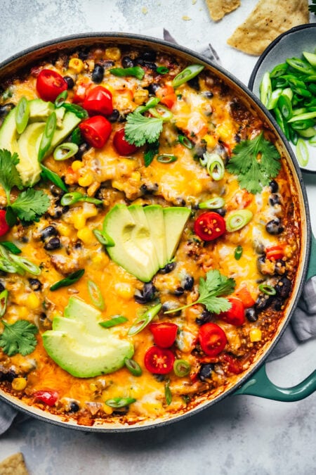 Vegetarian Taco Skillet {One-Pan} - Two Peas & Their Pod