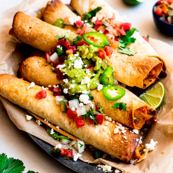 Easy Chicken Flautas {Rolled Tacos} - Two Peas & Their Pod