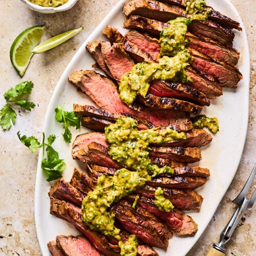 Flank steak 2024 with chimichurri