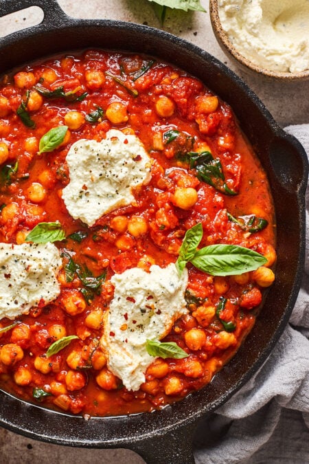 Skillet Chickpeas {Whipped Ricotta} - Two Peas & Their Pod