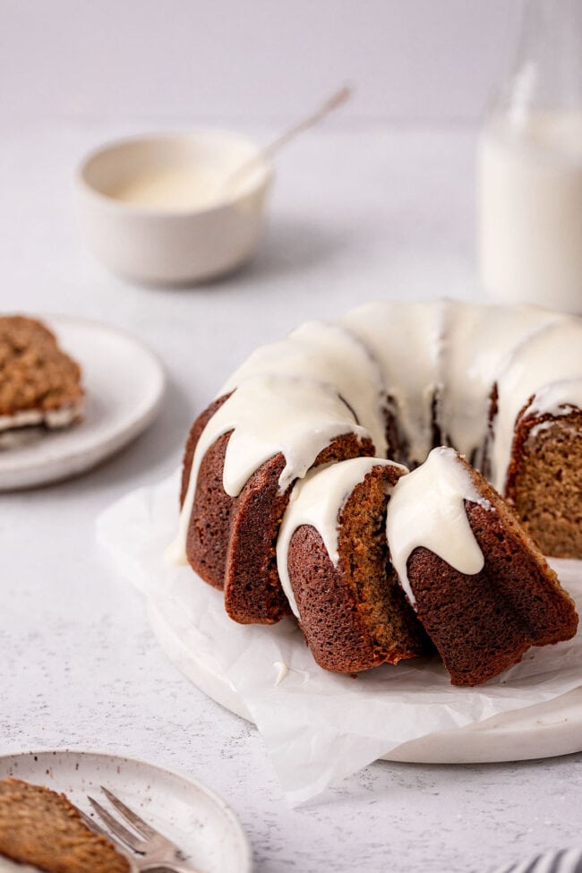 Banana Bundt Cake with Brown Butter Cream Cheese Icing - The Loopy Whisk
