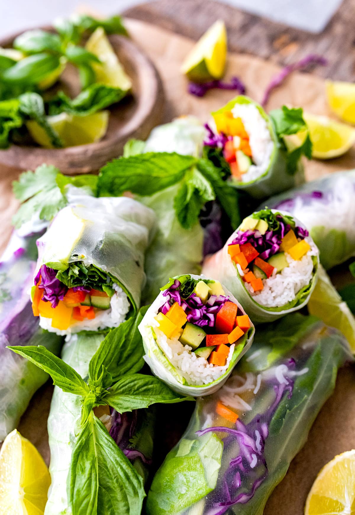 Vegetarian Fresh Spring Rolls with Peanut Sauce - Happy Foods Tube