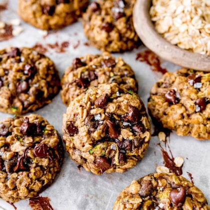 Zucchini Oatmeal Chocolate Chip Cookies - Two Peas & Their Pod