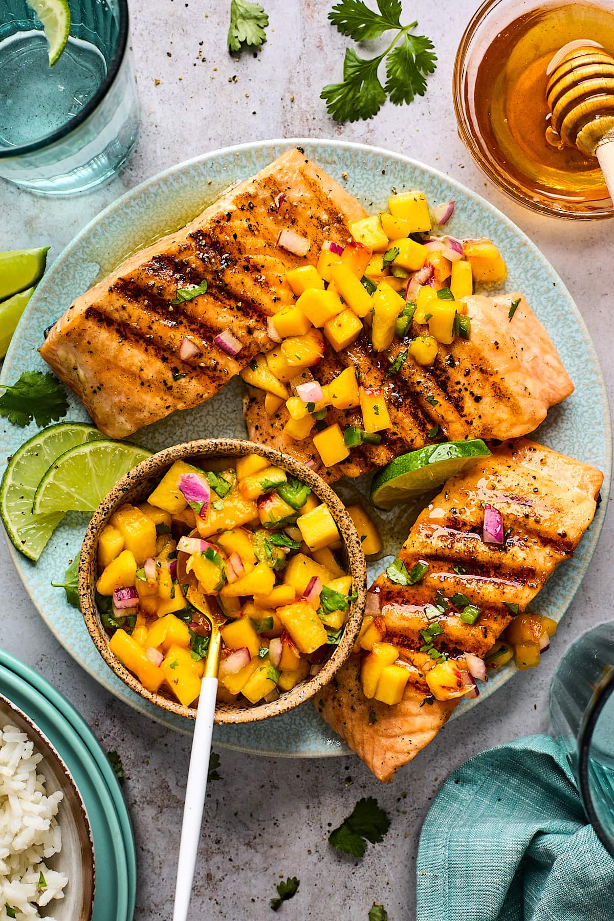 Grilled Salmon With Mango Peach Salsa Two Peas And Their Pod 4614