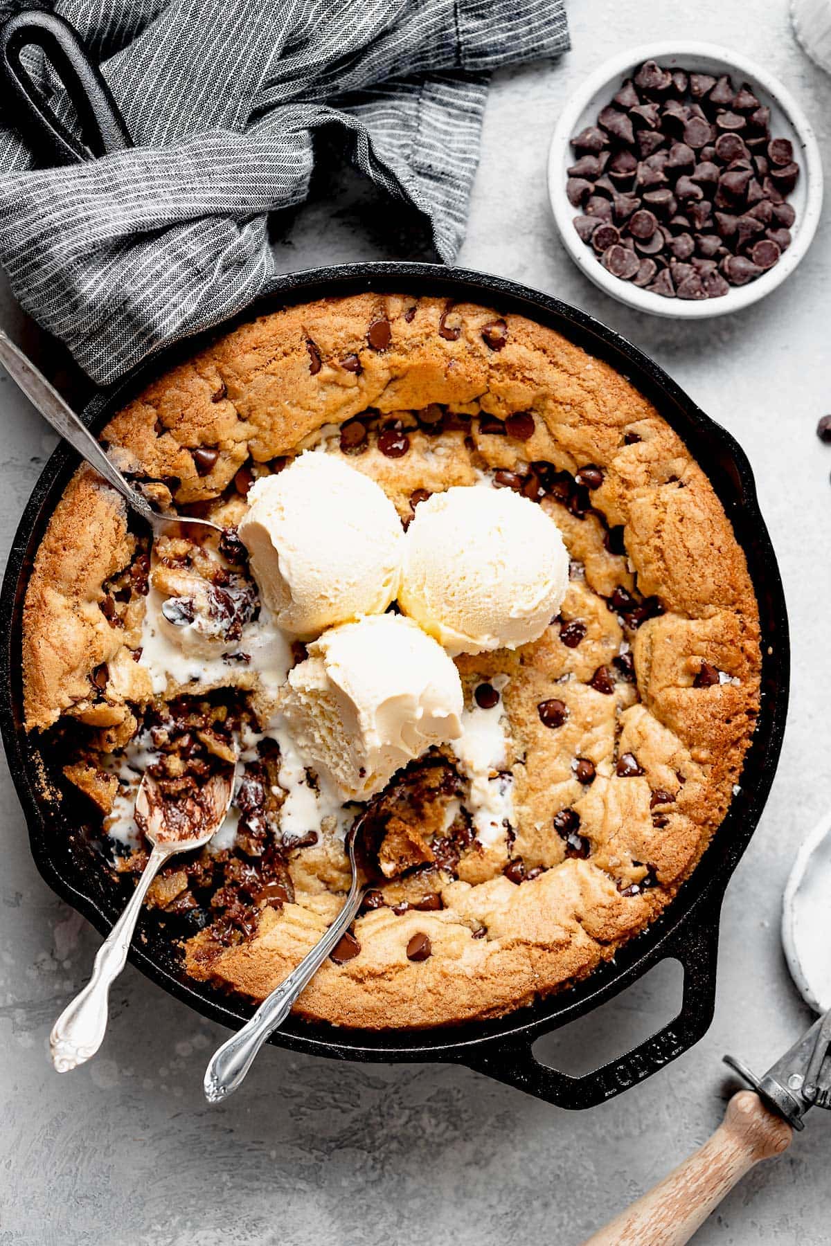 Skillet Chocolate Chip Cookie For Two - Sincerely, Marie Designs