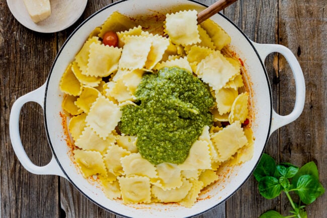 Pesto Ravioli {5-Ingredients} - Two Peas & Their Pod