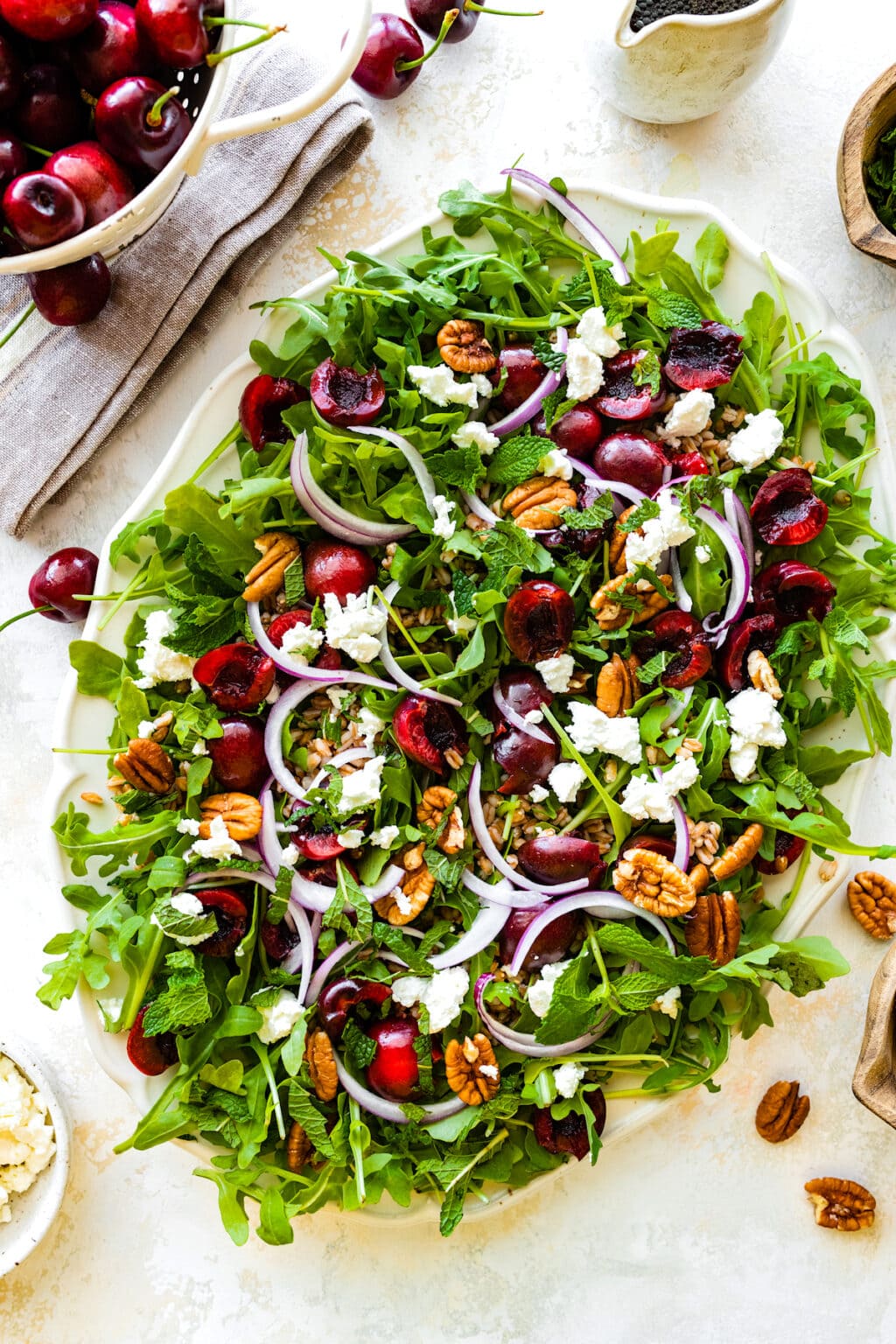 Cherry Arugula Farro Salad - Two Peas & Their Pod