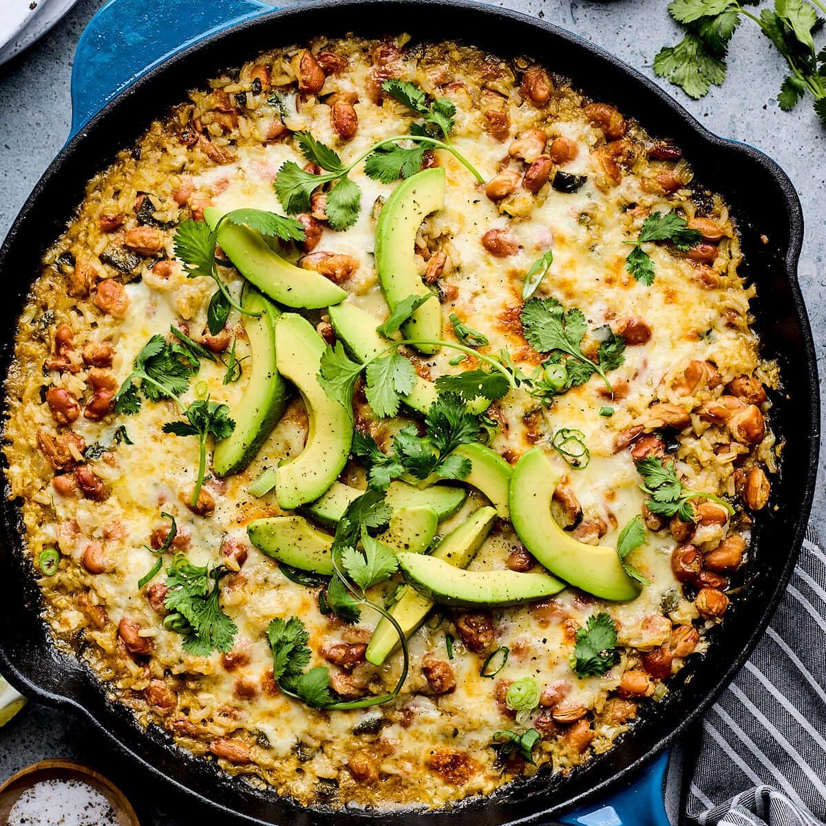 Cheesy Rice and Bean Skillet - Two Peas & Their Pod