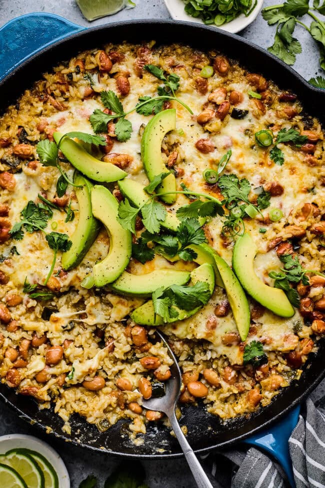 Cheesy Rice and Bean Skillet - Two Peas & Their Pod