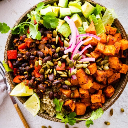 Roasted Sweet Potato Black Bean Bowl - Two Peas & Their Pod