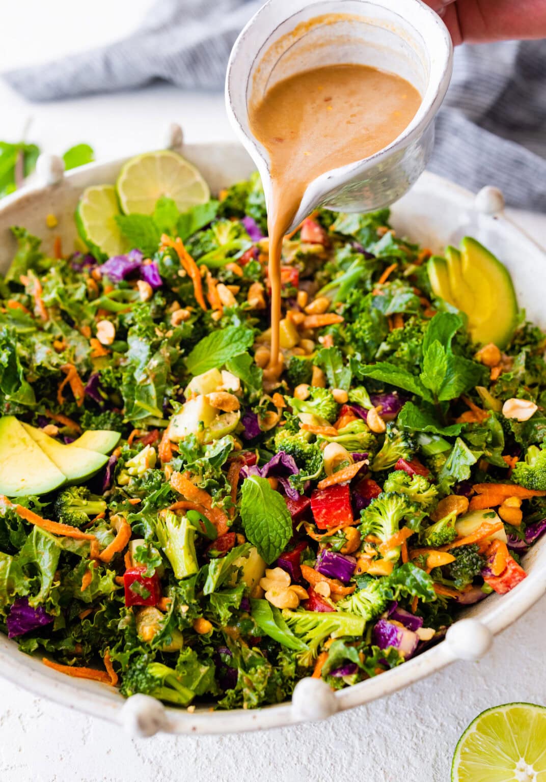 Chopped Kale And Broccoli Salad With Peanut Dressing Two Peas And Their Pod