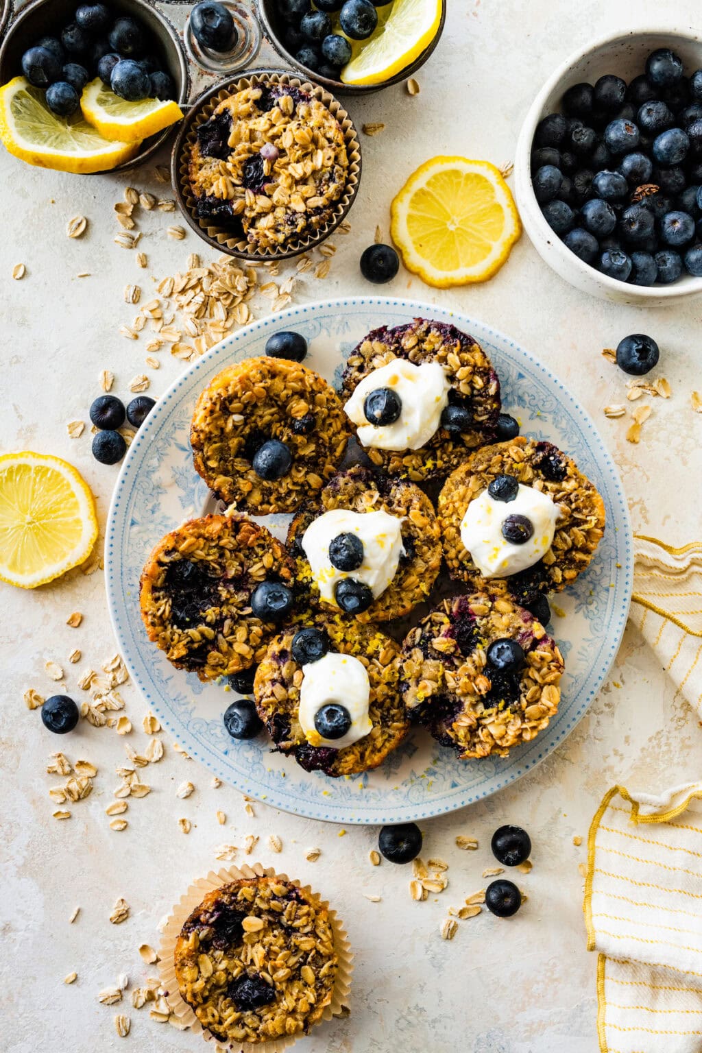 Lemon Blueberry Baked Oatmeal Cups - Two Peas & Their Pod