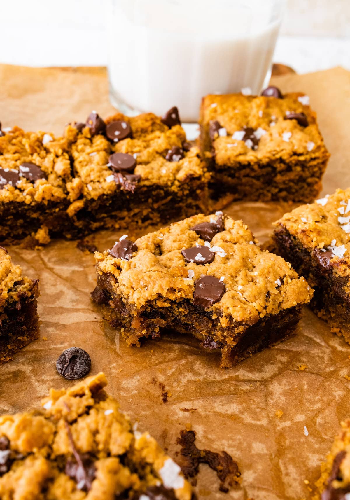 bite out of a flourless peanut butter blondie. 