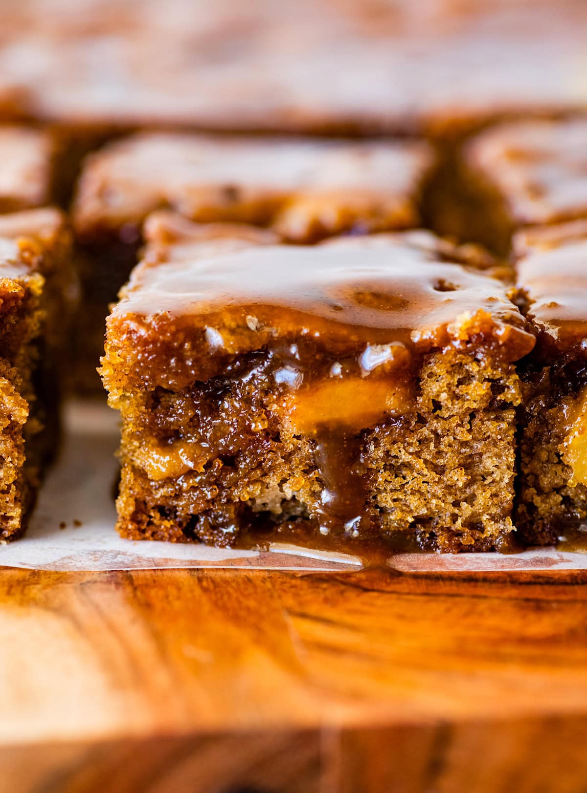 apple cake with toffee sauce. 