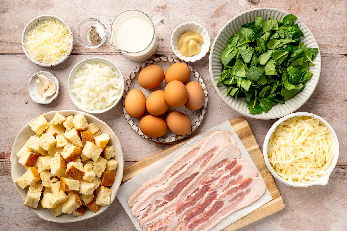 ingredients to make breakfast strata. 