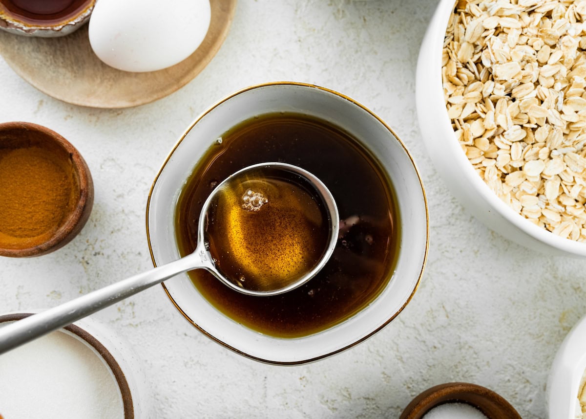 brown butter in bowl and on spoon. 